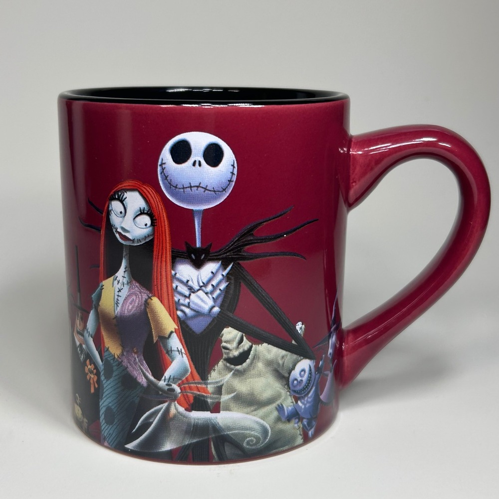 Disney Nightmare Before Christmas Jack Sally Burgundy Ceramic 14oz Mug NB111332